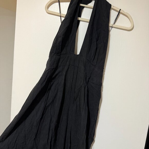 ✨🖤 Anthropologie Mock-Neck Plunge Black Jumpsuit - Size L🖤✨ - Picture 7 of 12